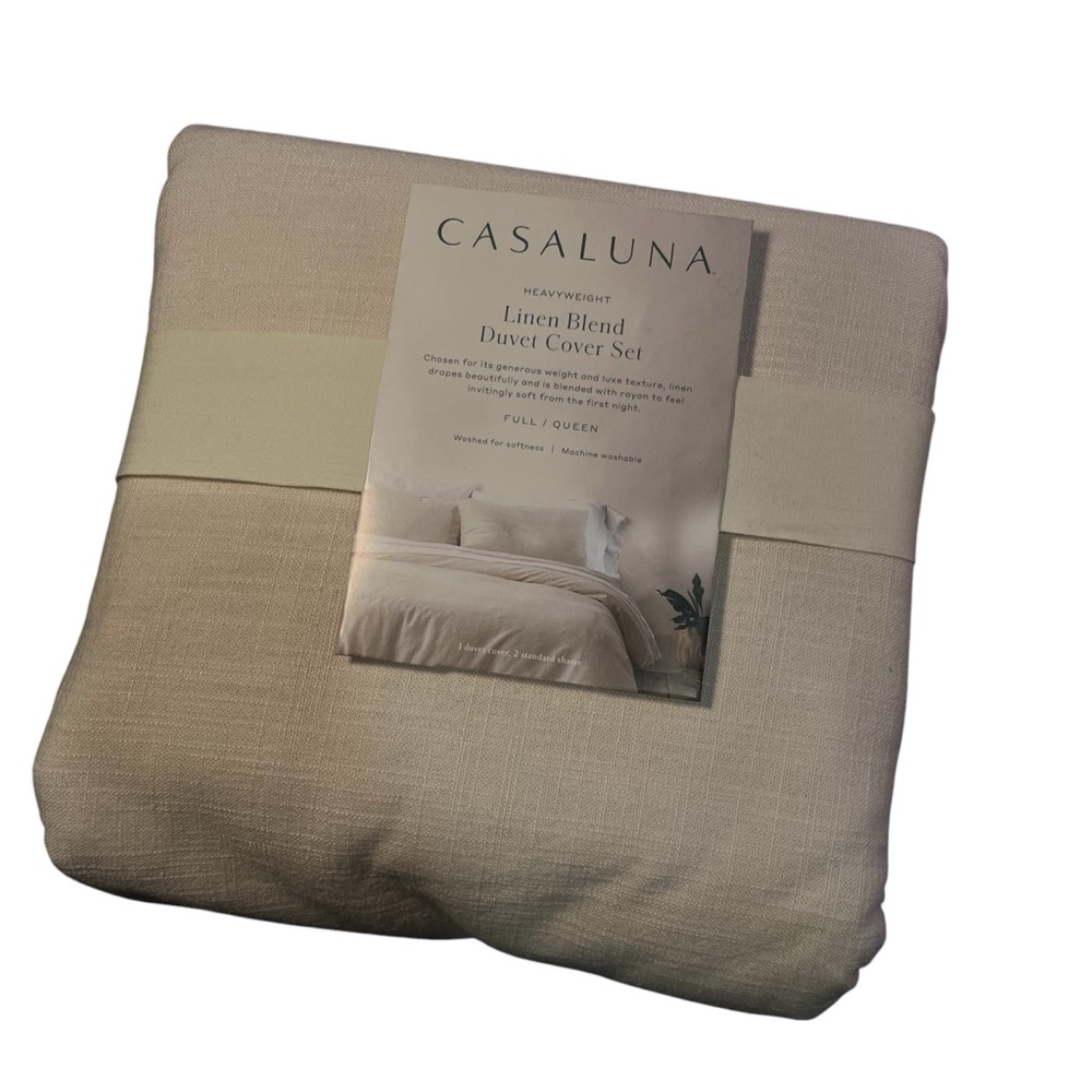 Casaluna Linen Blend Duvet Cover Set - Cream